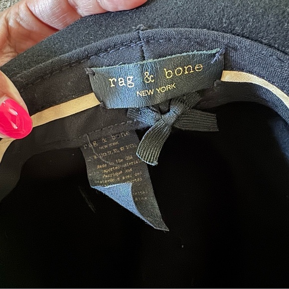 rag & bone Sleek Black Fedora wool hat size small